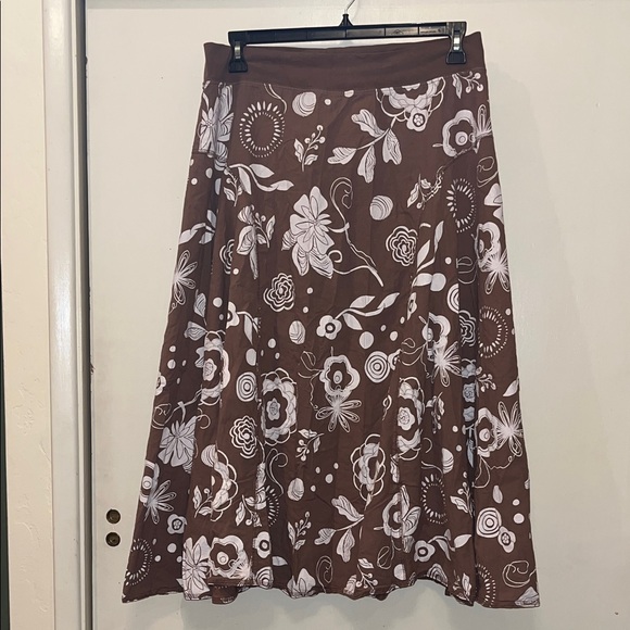 fresh produce Dresses & Skirts - fresh produce Brown Floral A-Line Skirt size large